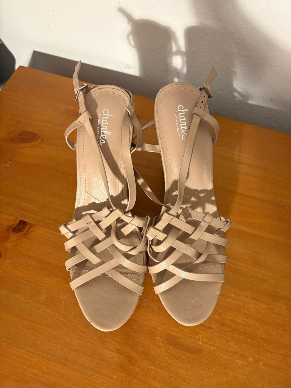 Charles By Charles David Nude Woven Strappy Sandals